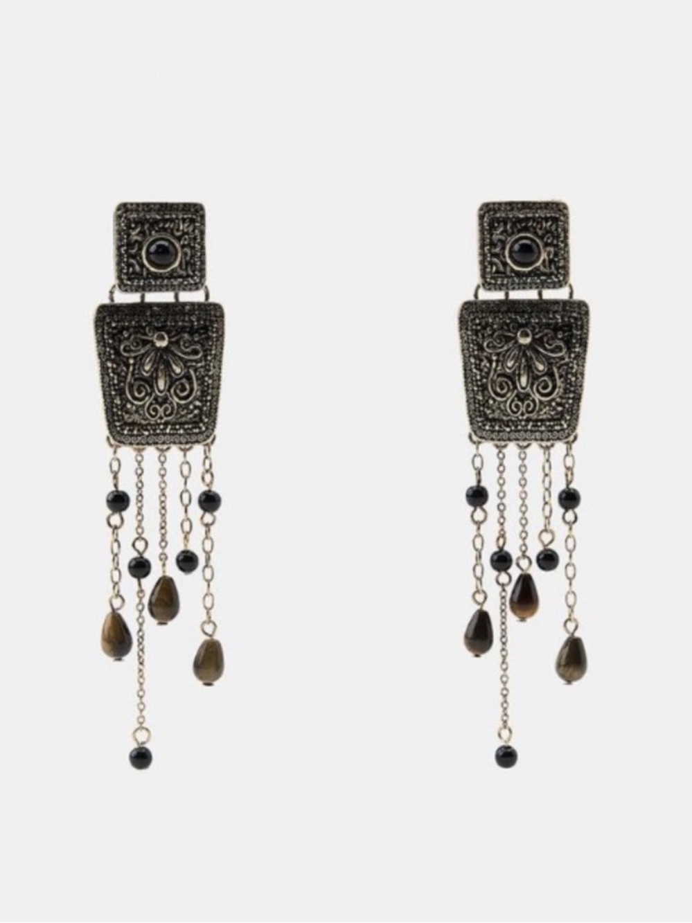 Zara aged gold dangle earrings
